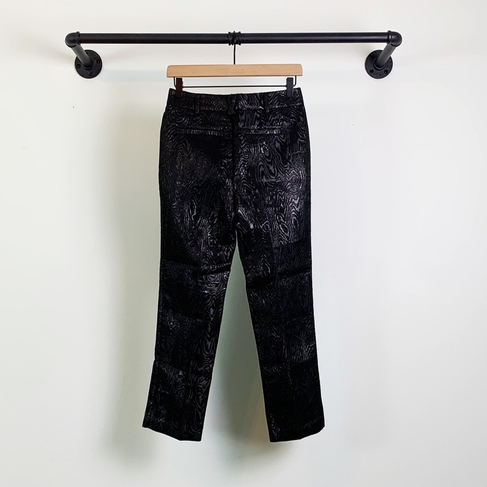 NWT Anthropologie The Essential Slim Straight High Rise Jacquard Trousers Black - Picture 6 of 8